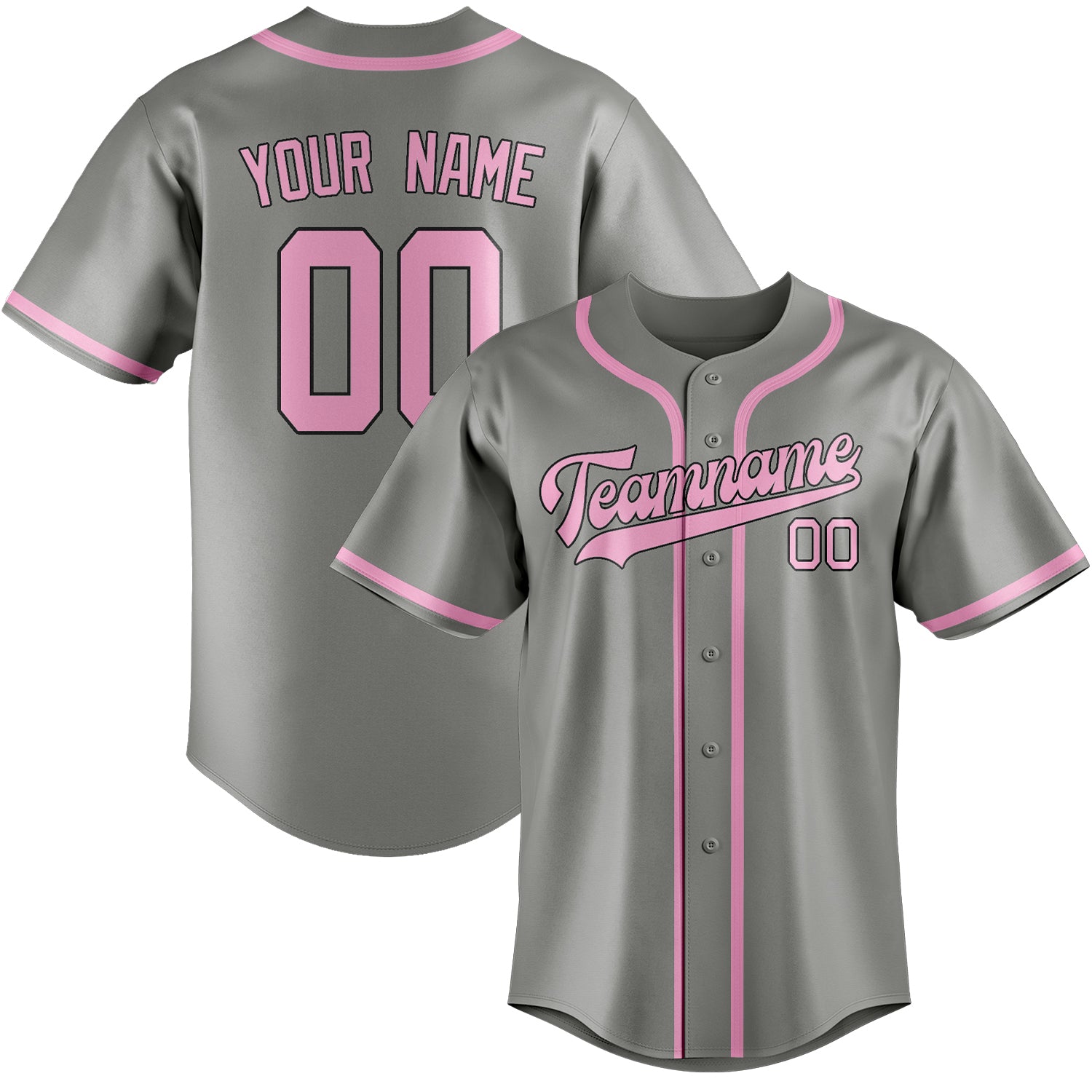 Maillot de baseball personnalisé gris et rose clair