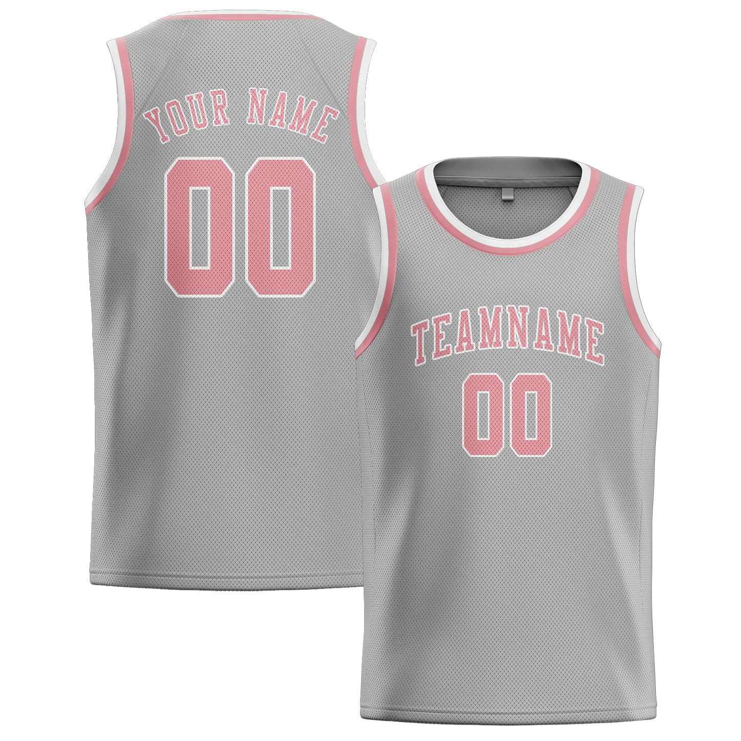 Maillot de basketball personnalisé gris et rose clair