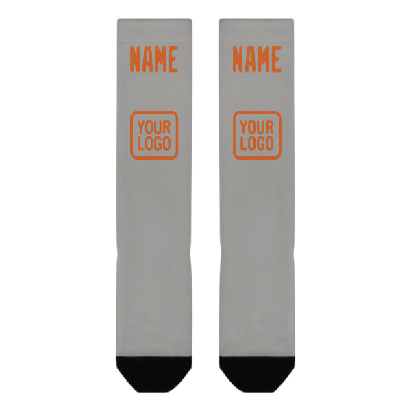 Chaussettes hautes personnalisées grises et orange