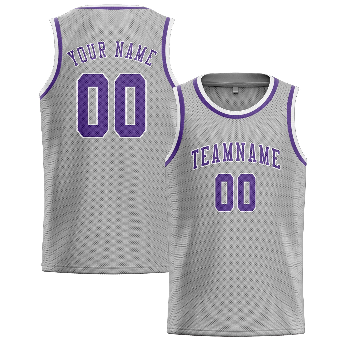 Maillot de basketball personnalisé gris clair/violet clair