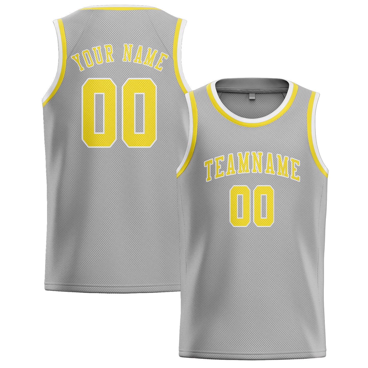 Maillot de basketball personnalisé gris clair et jaune clair