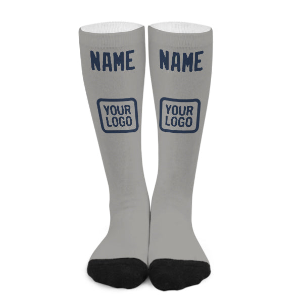 Chaussettes hautes personnalisées grises et bleues