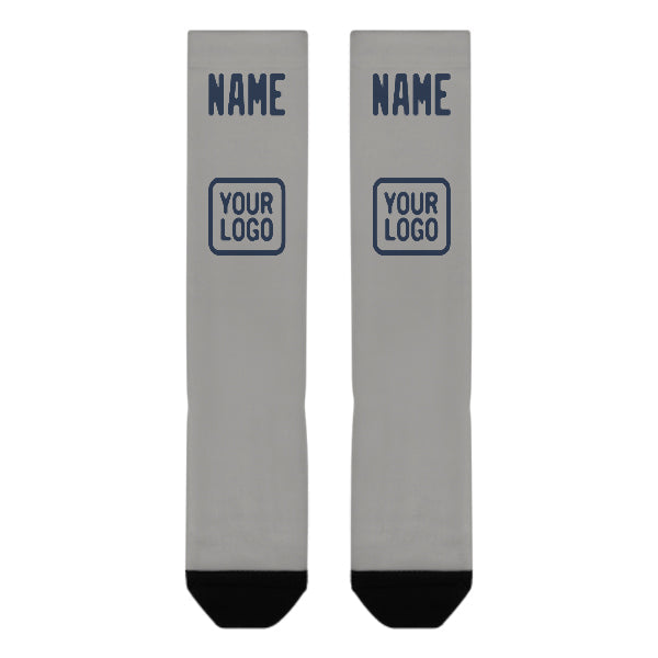 Chaussettes hautes personnalisées grises et bleues