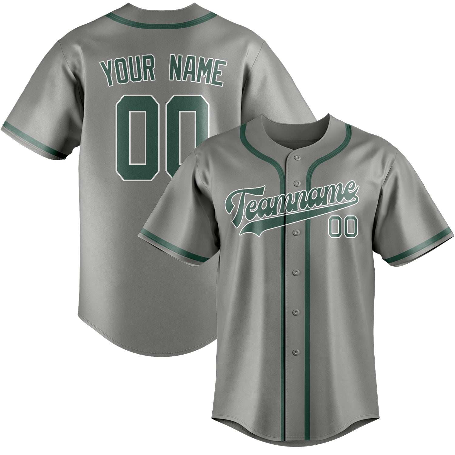 Maillot de baseball personnalisé gris, bleu et vert