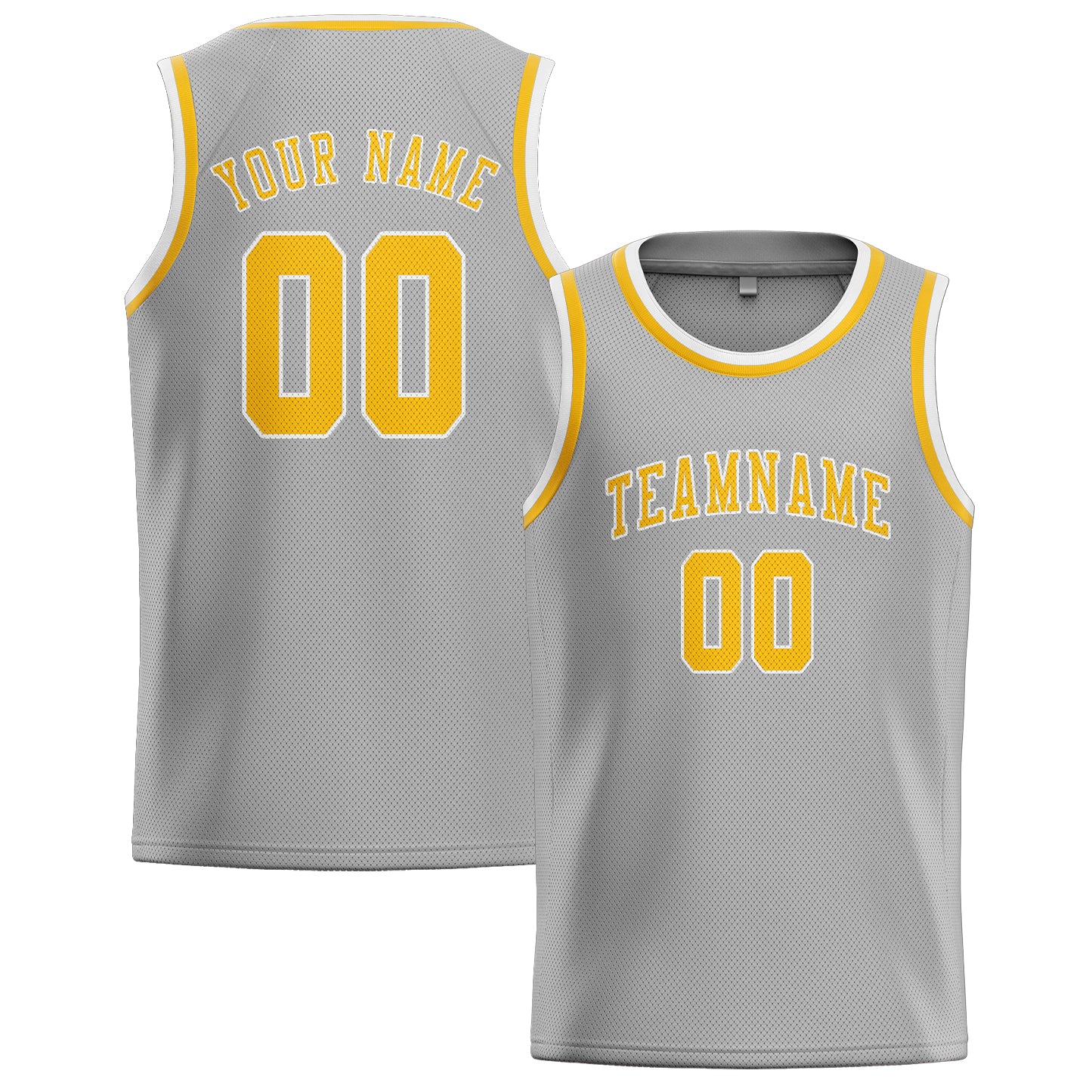 Maillot de basketball gris et or personnalisé