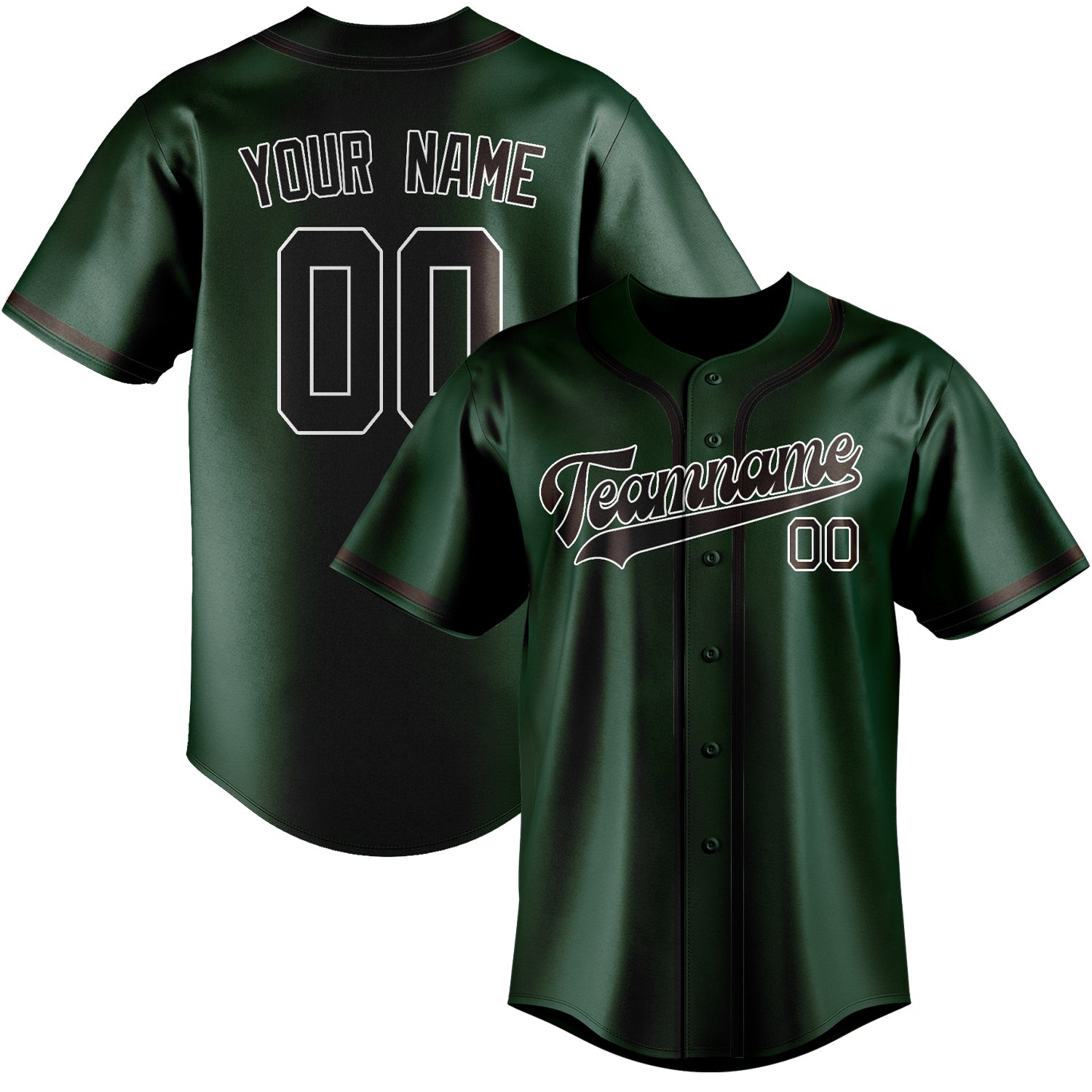 Maillot de baseball personnalisé vert et marron