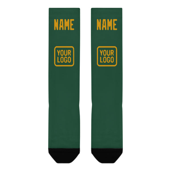 Chaussettes hautes personnalisées vertes et jaunes