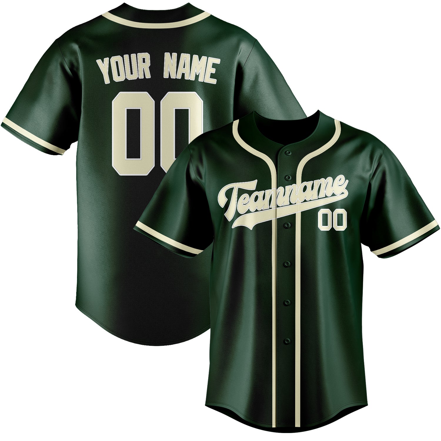 Maillot de baseball personnalisé vert crème