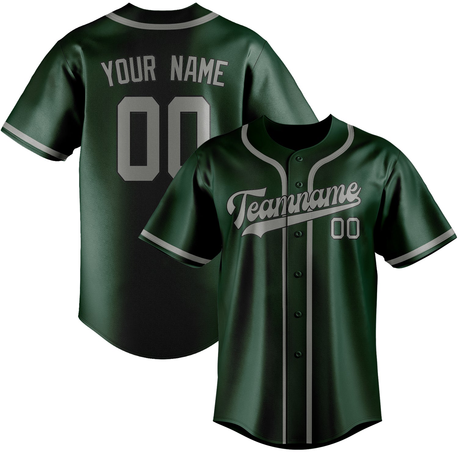 Maillot de baseball personnalisé vert et gris