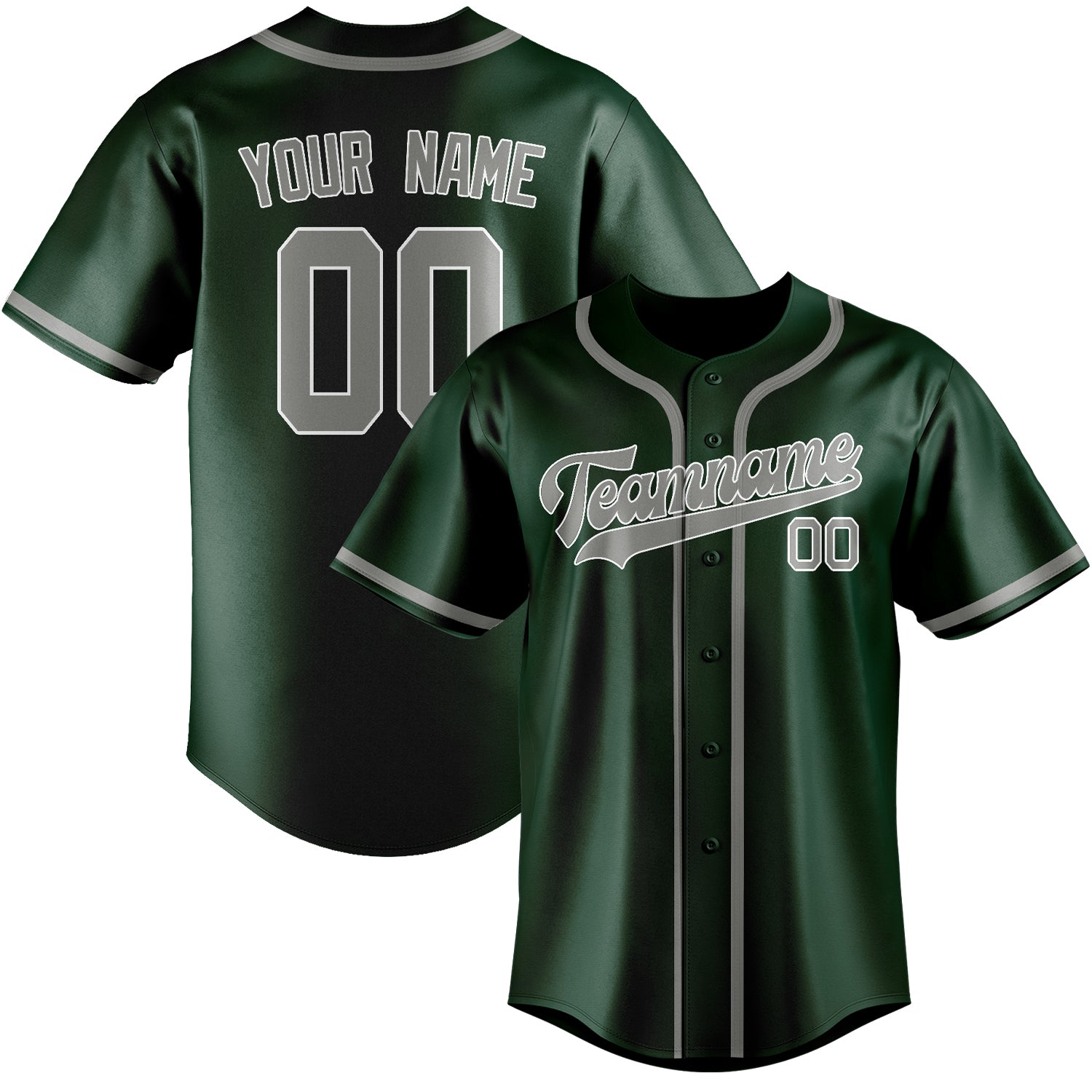 Maillot de baseball personnalisé vert et gris