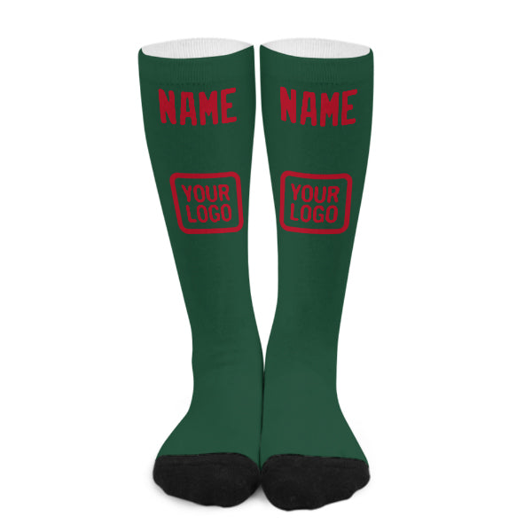 Chaussettes hautes personnalisées vertes et rouges