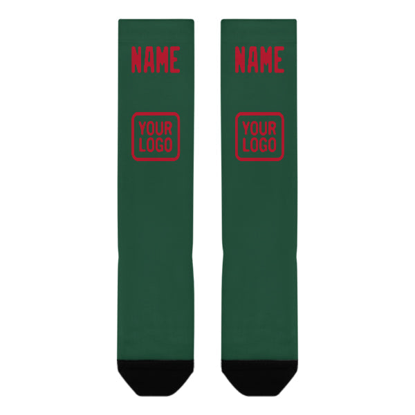 Chaussettes hautes personnalisées vertes et rouges