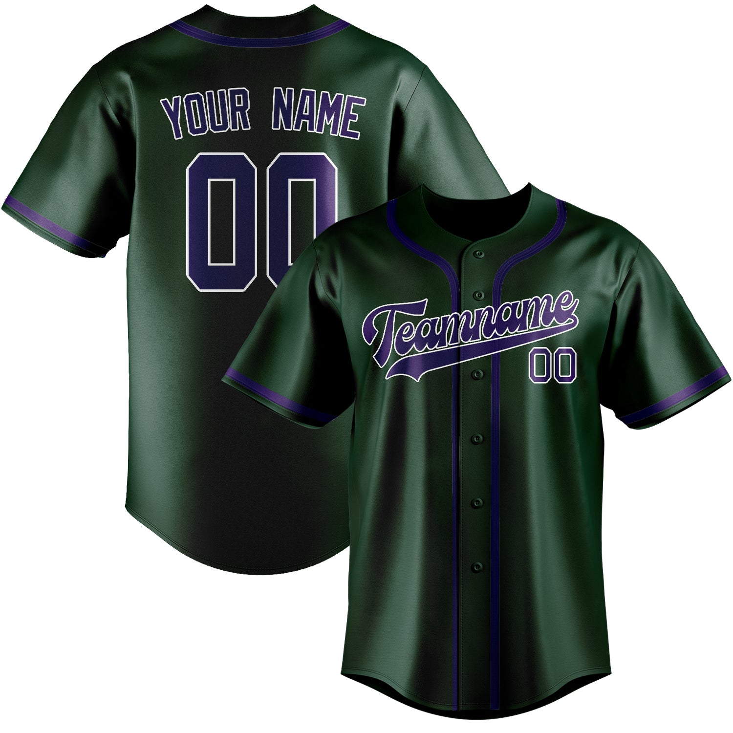 Maillot de baseball personnalisé vert et violet