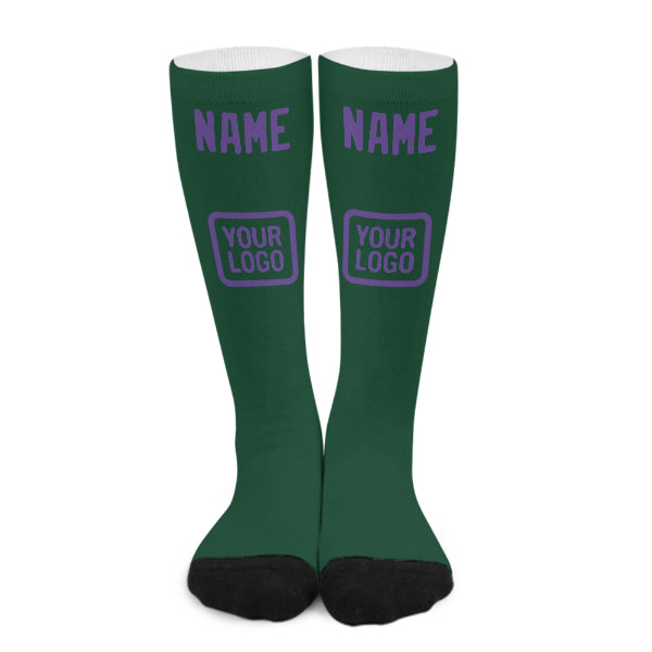 Chaussettes hautes personnalisées vert clair et violet