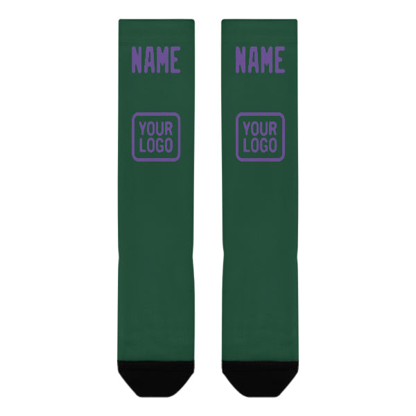 Chaussettes hautes personnalisées vert clair et violet