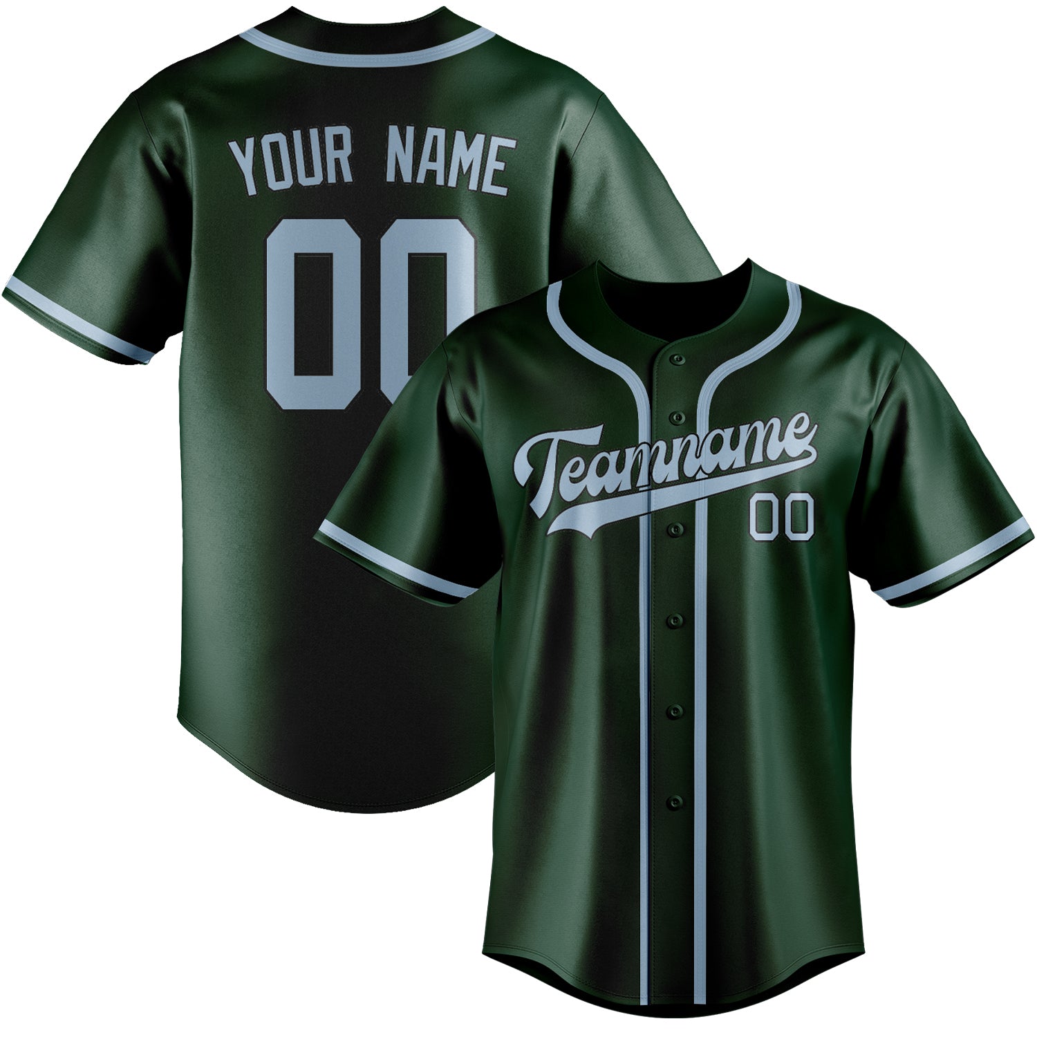 Maillot de baseball personnalisé vert et bleu clair