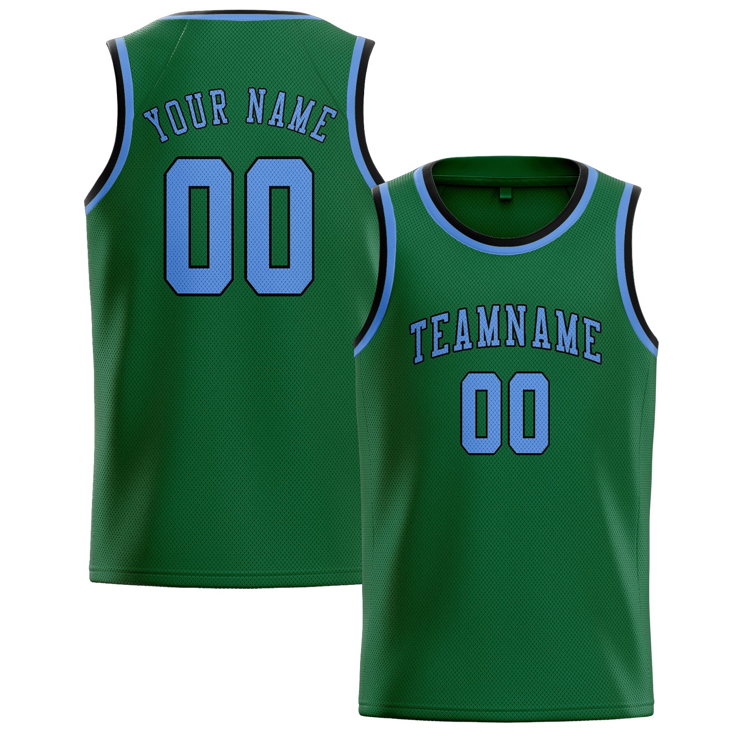 Maillot de basketball personnalisé vert et bleu clair