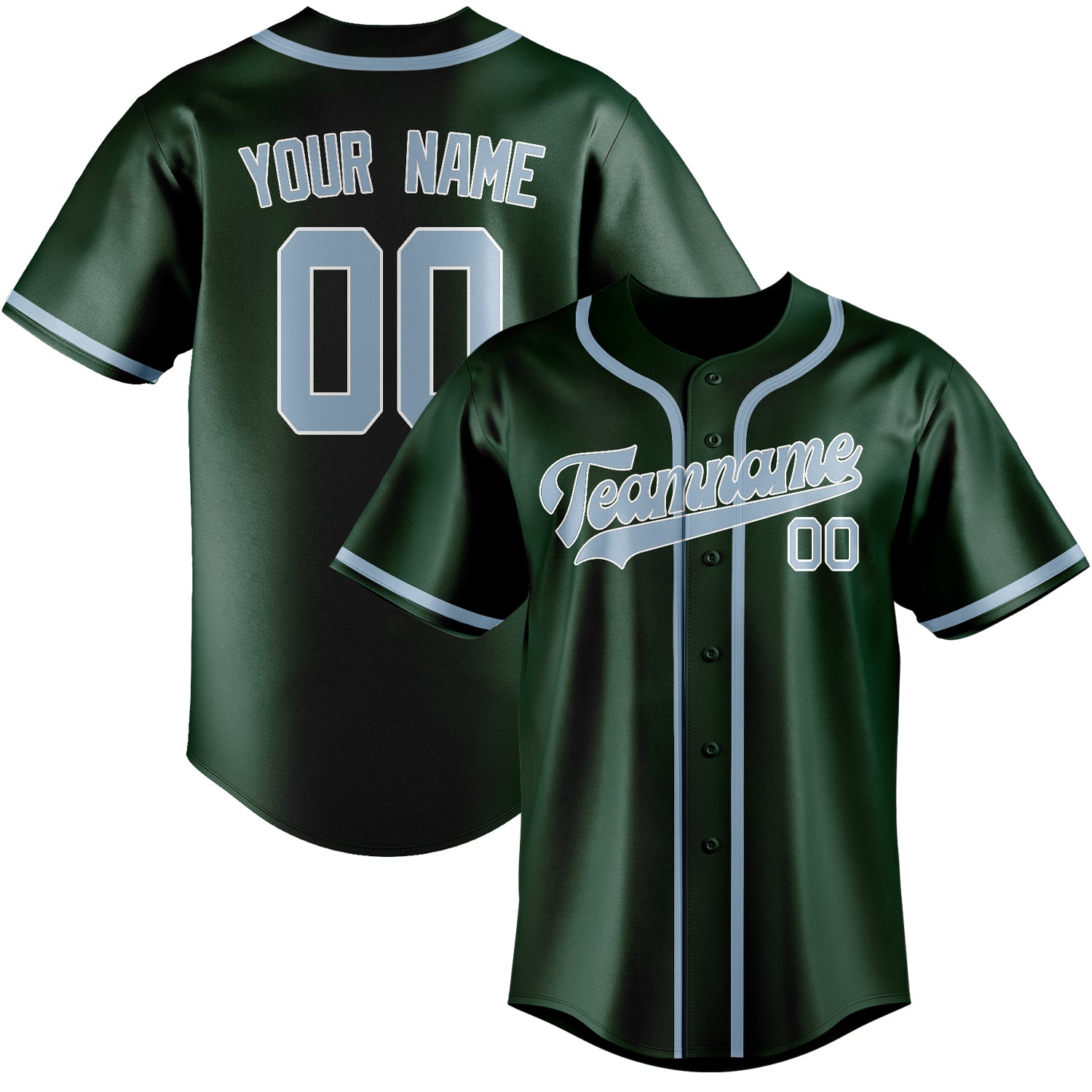 Maillot de baseball personnalisé vert et bleu clair