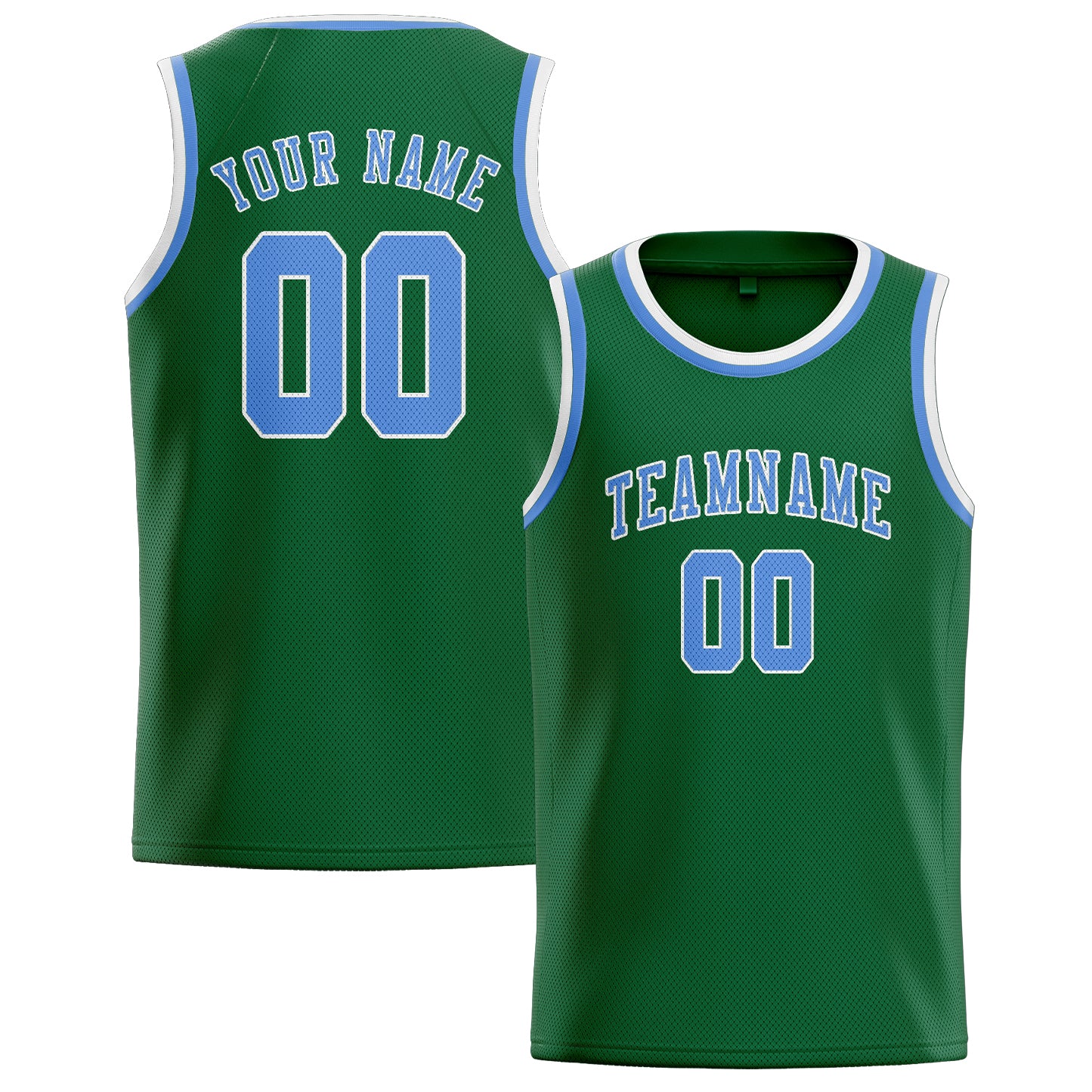 Maillot de basketball personnalisé vert et bleu clair