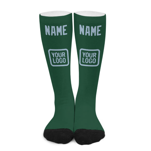 Chaussettes hautes personnalisées vertes et bleu clair