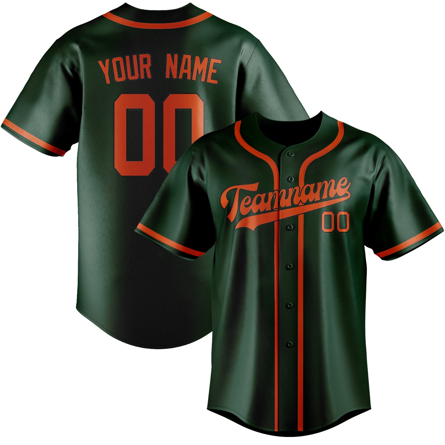 Maillot de baseball personnalisé vert orange rouge
