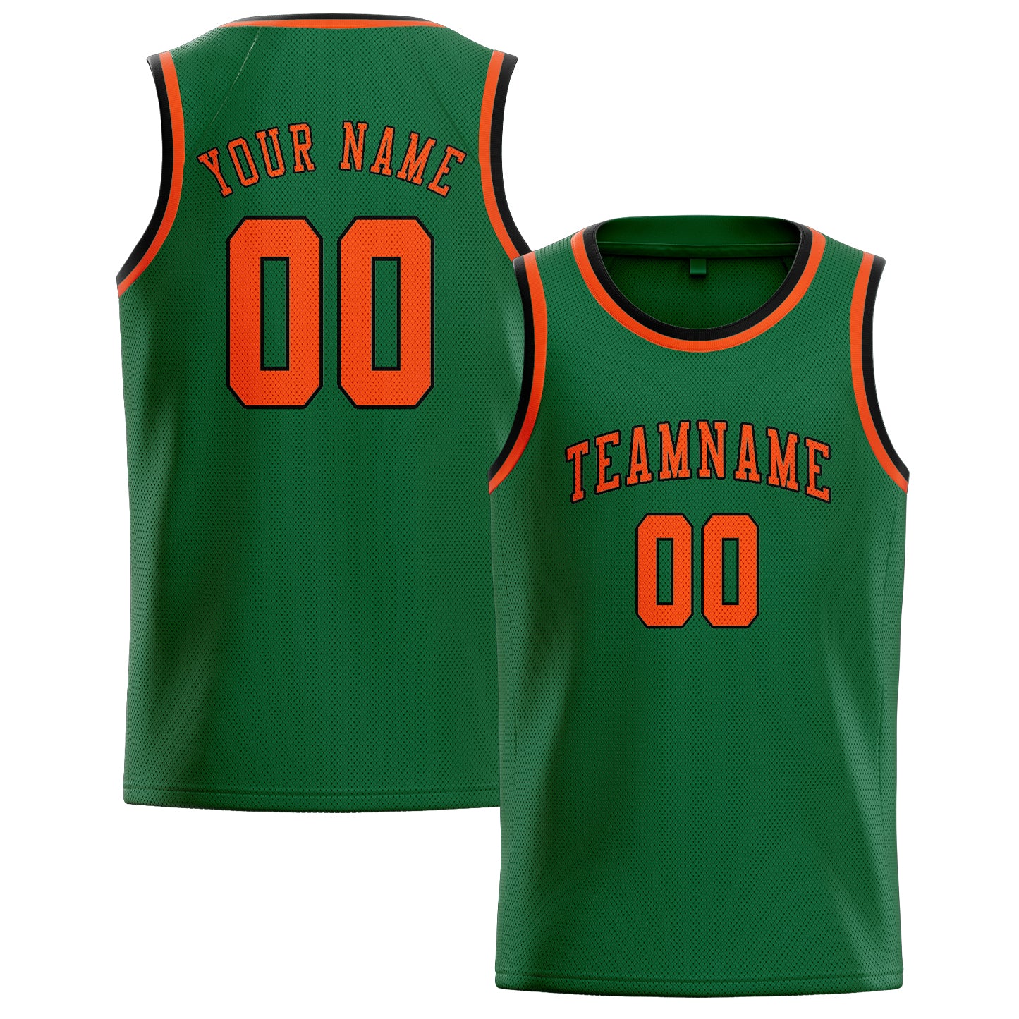 Maillot de basketball personnalisé vert orange rouge