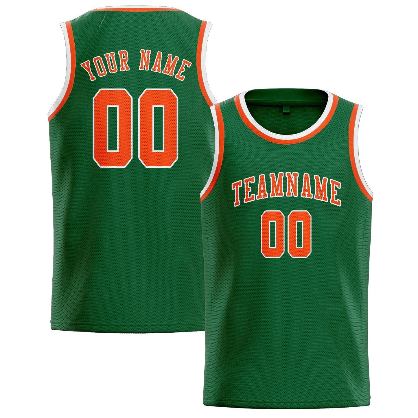 Maillot de basketball personnalisé vert orange rouge