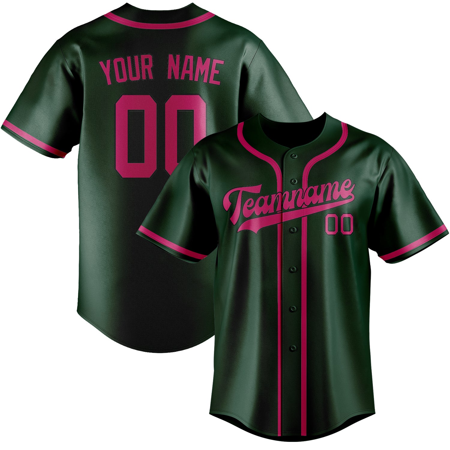 Maillot de baseball personnalisé vert et rose