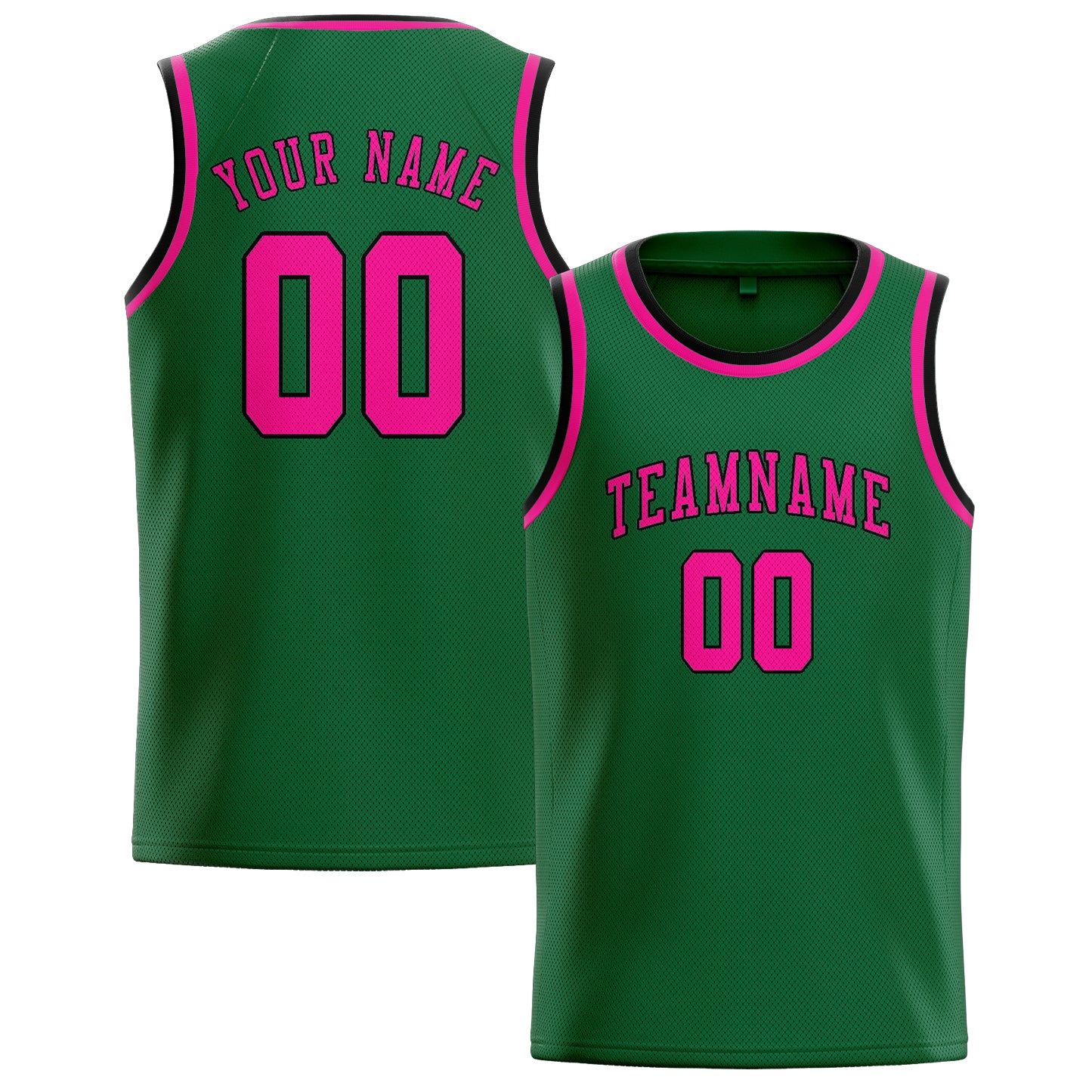 Maillot de basketball personnalisé vert et rose