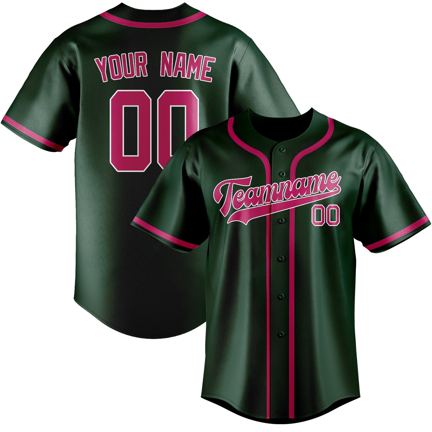 Maillot de baseball personnalisé vert et rose