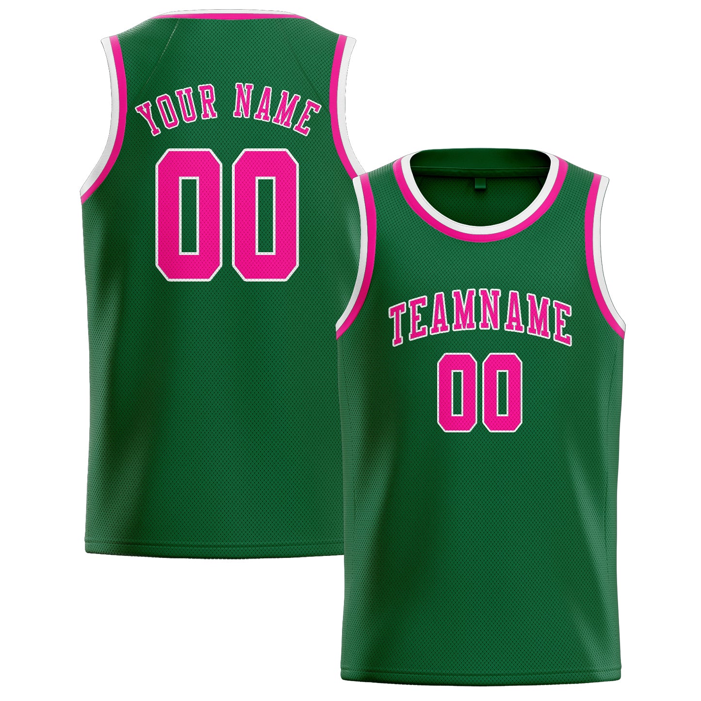 Maillot de basketball personnalisé vert et rose