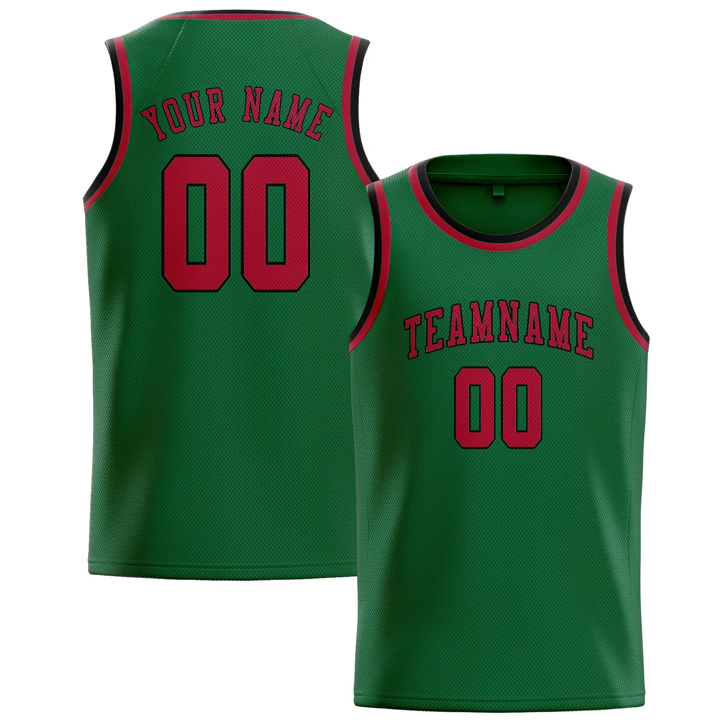 Maillot de basketball vert et rouge personnalisé