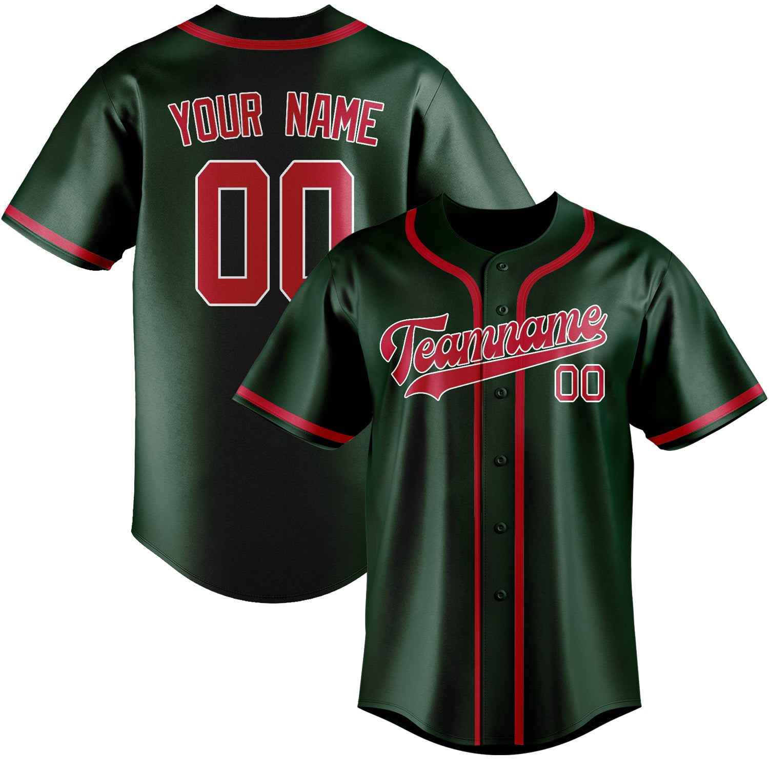 Maillot de baseball personnalisé vert et rouge