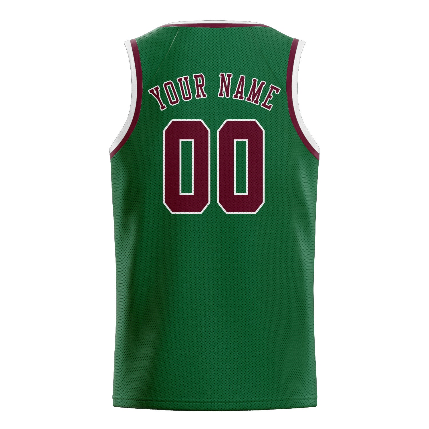 Maillot de basketball personnalisé vert, cramoisi et rouge