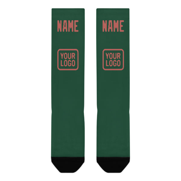 Chaussettes hautes personnalisées en cuivre vert rose
