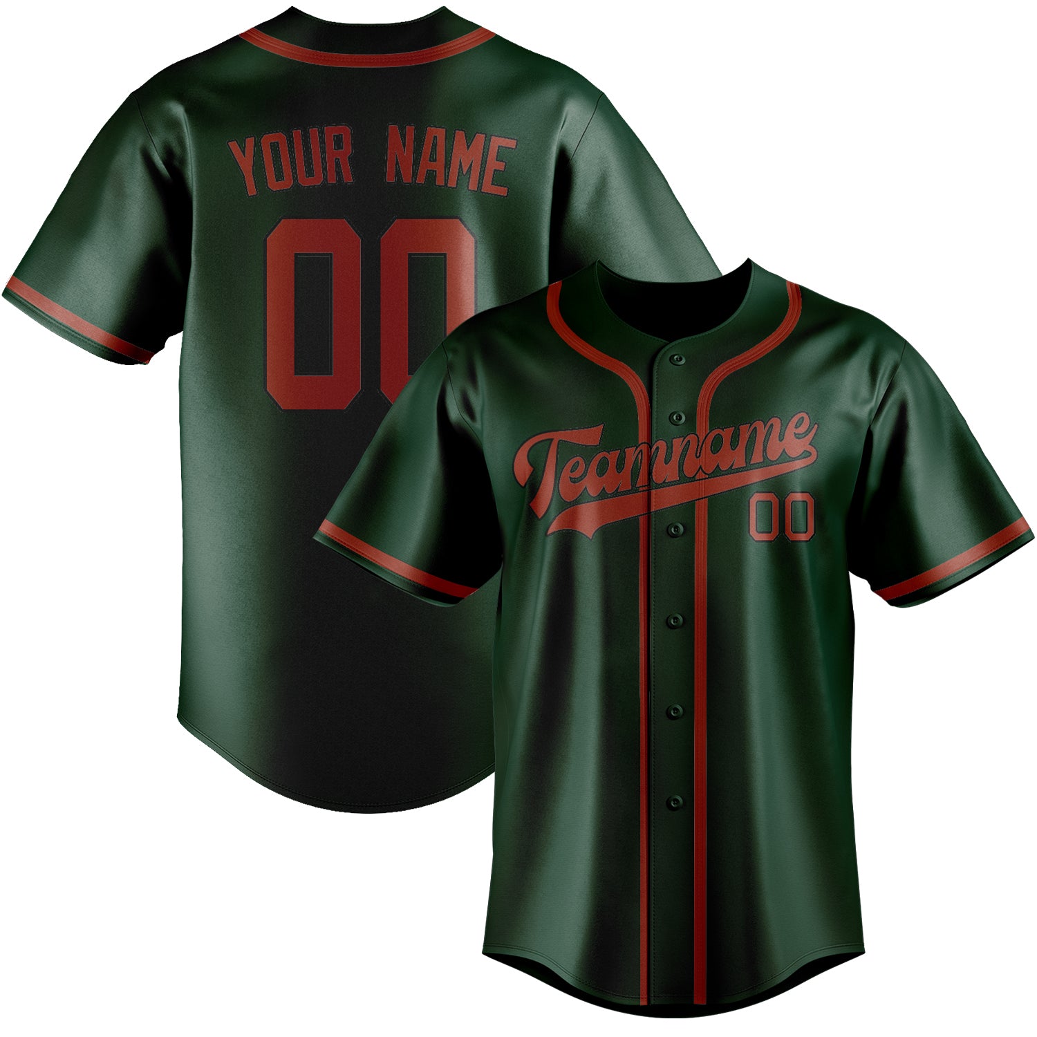 Maillot de baseball personnalisé vert corail rouge