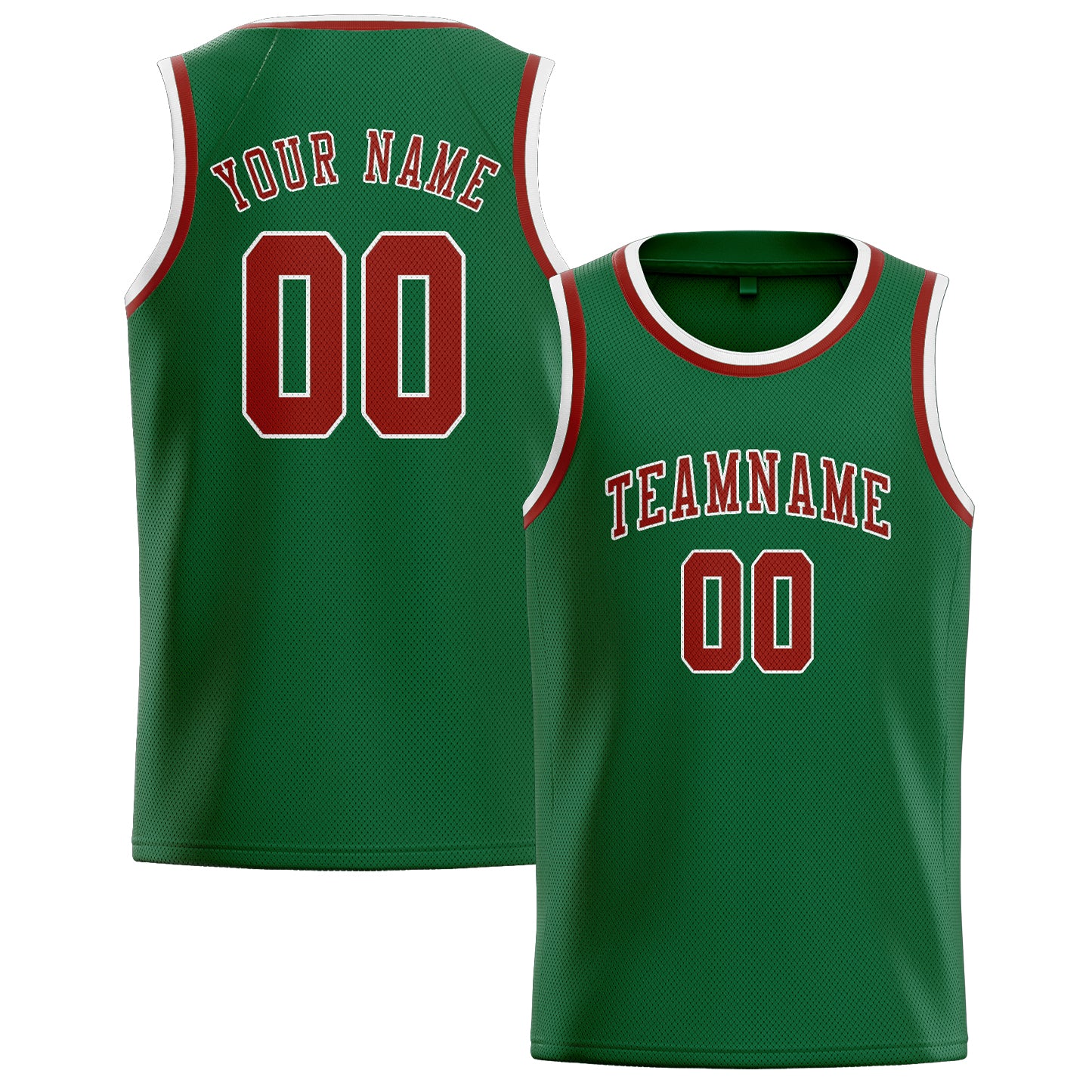 Maillot de basketball personnalisé vert corail rouge