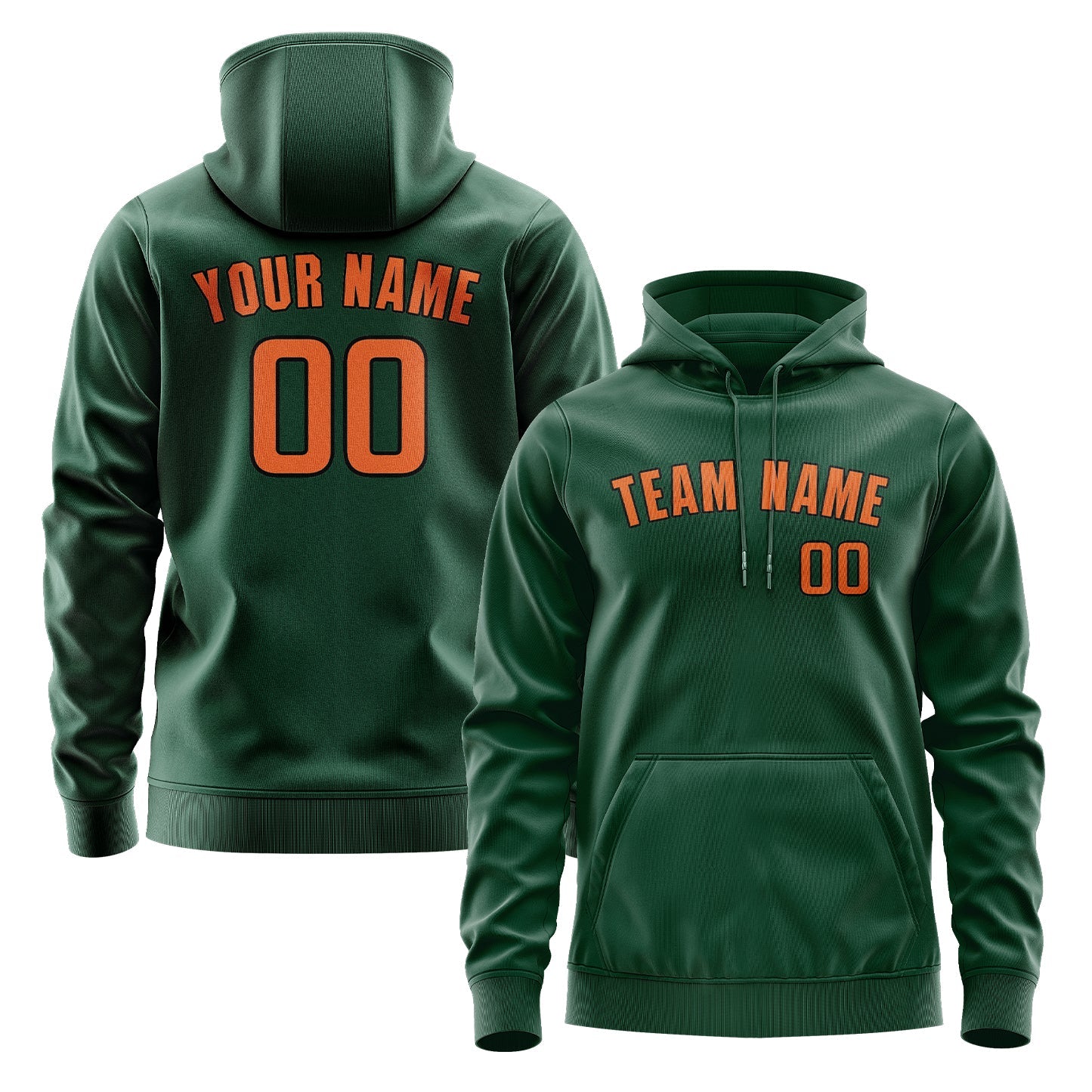 Sweat à capuche vert orange personnalisé 