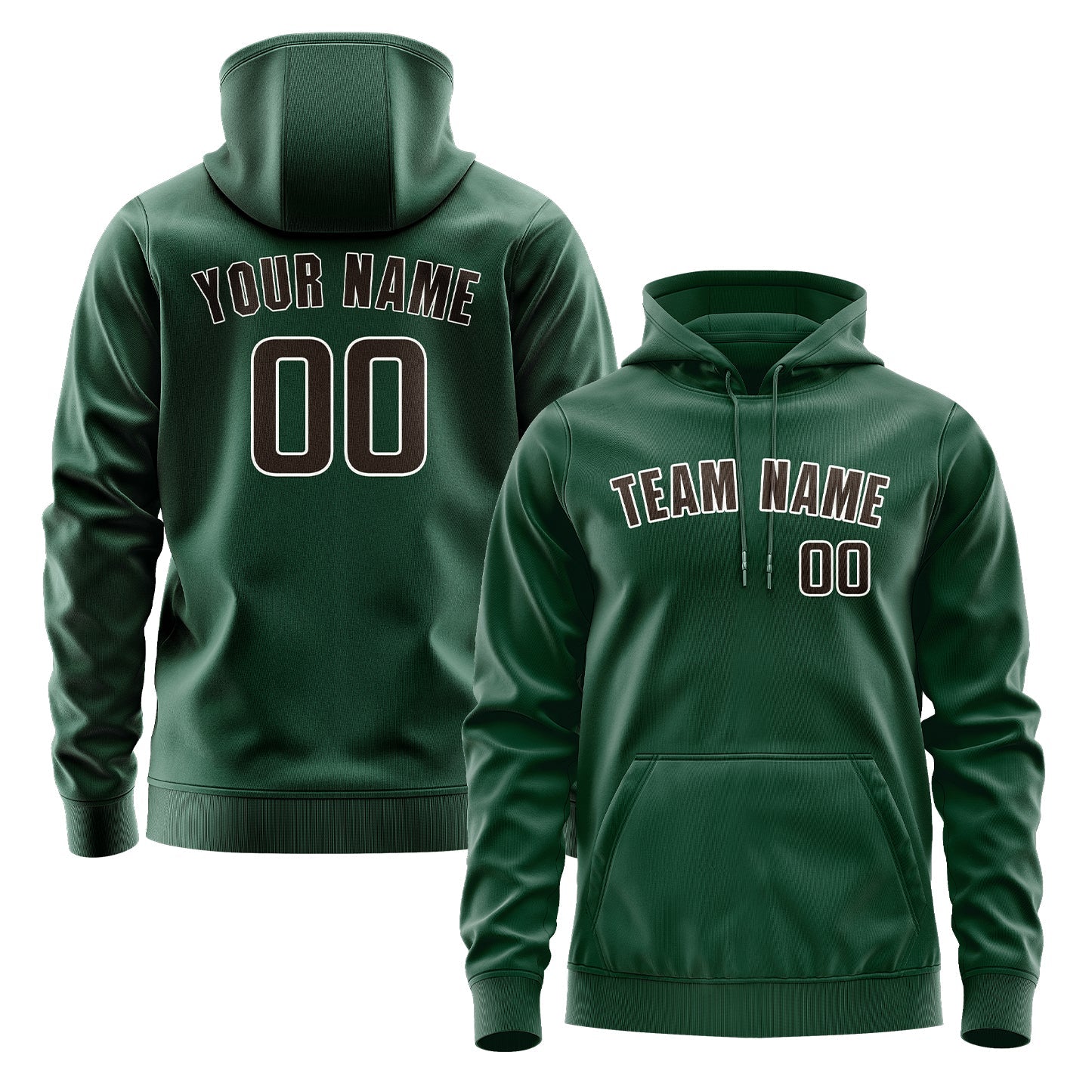 Sweat à capuche vert et marron personnalisé 