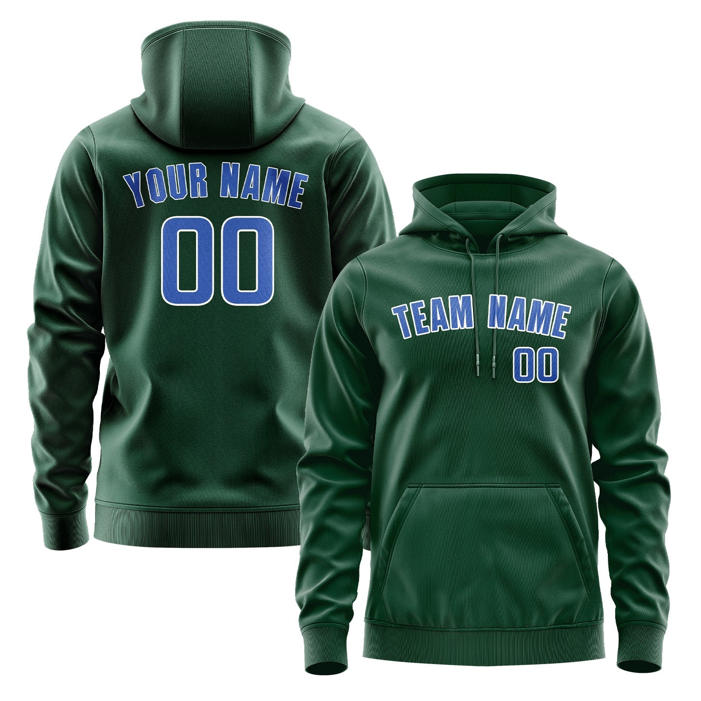 Sweat à capuche personnalisé vert et bleu ciel 