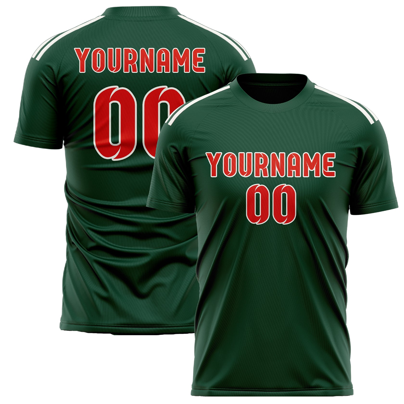Maillot de football personnalisé vert orange rouge