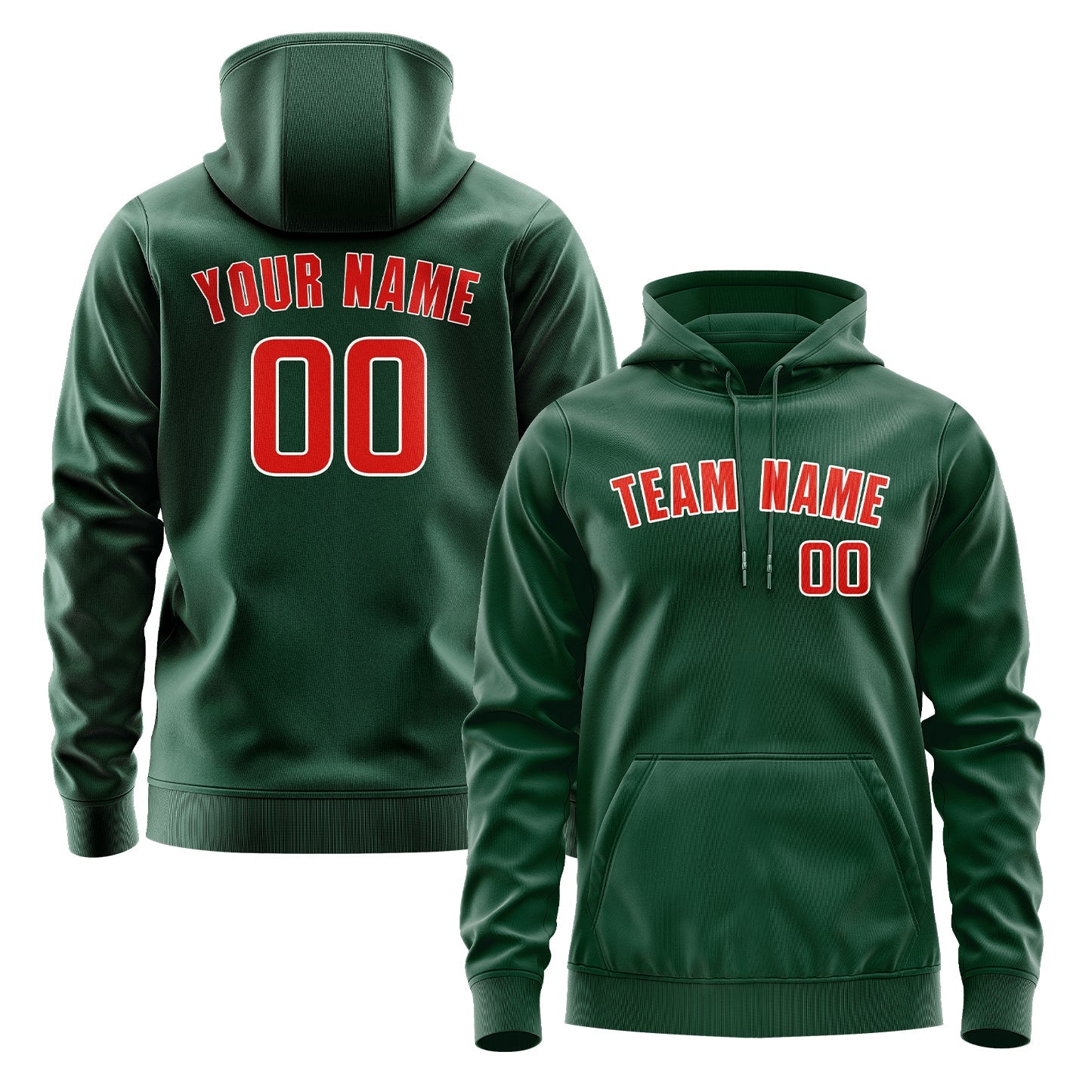 Sweat à capuche personnalisé vert orange rouge 