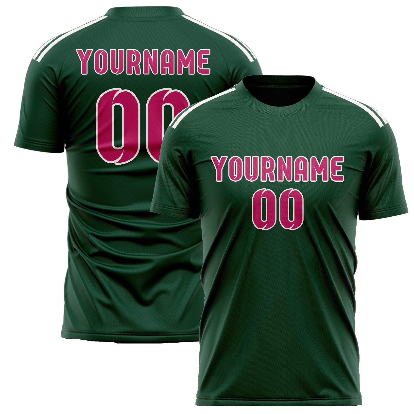 Maillot de football personnalisé vert et rose