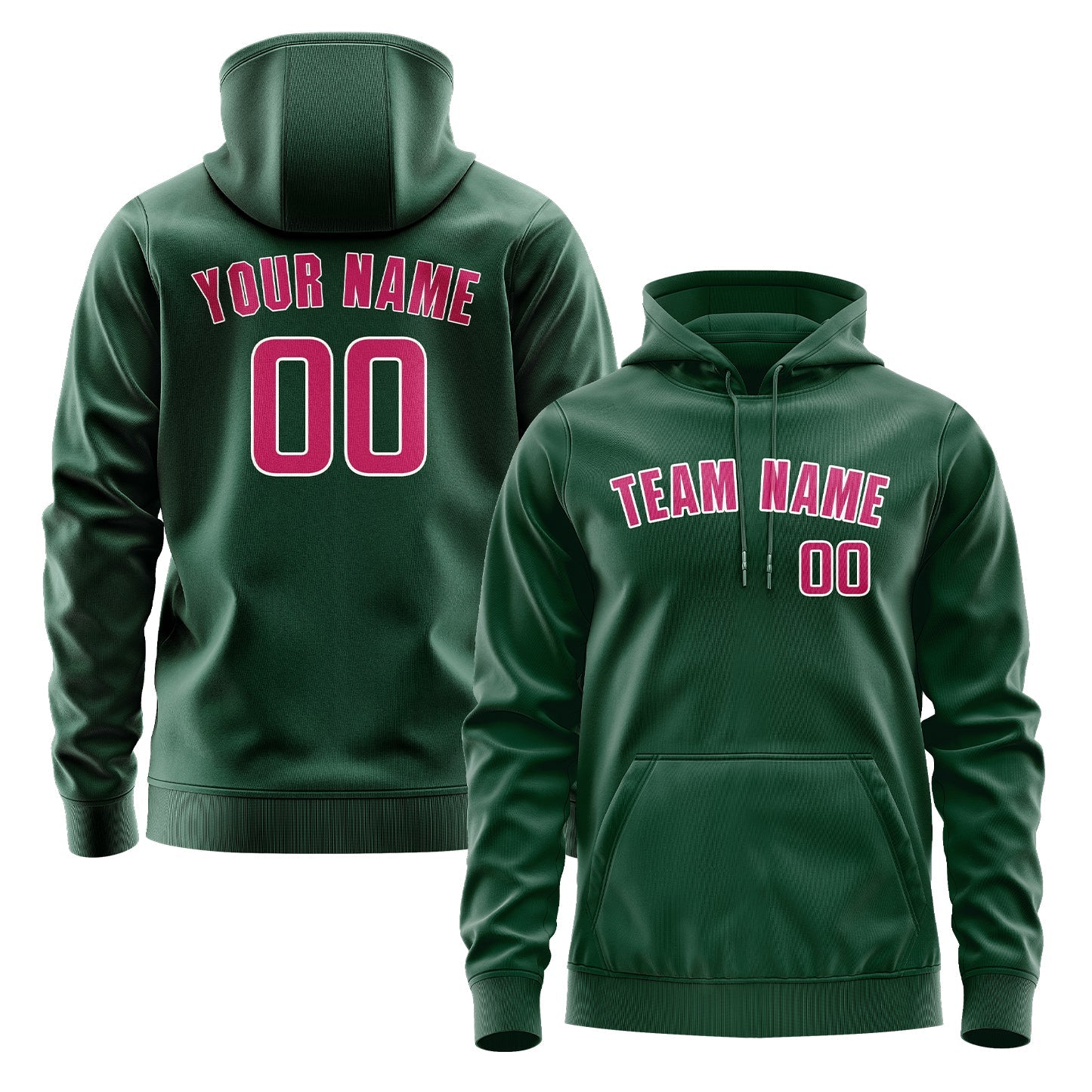 Sweat à capuche vert et rose personnalisé 