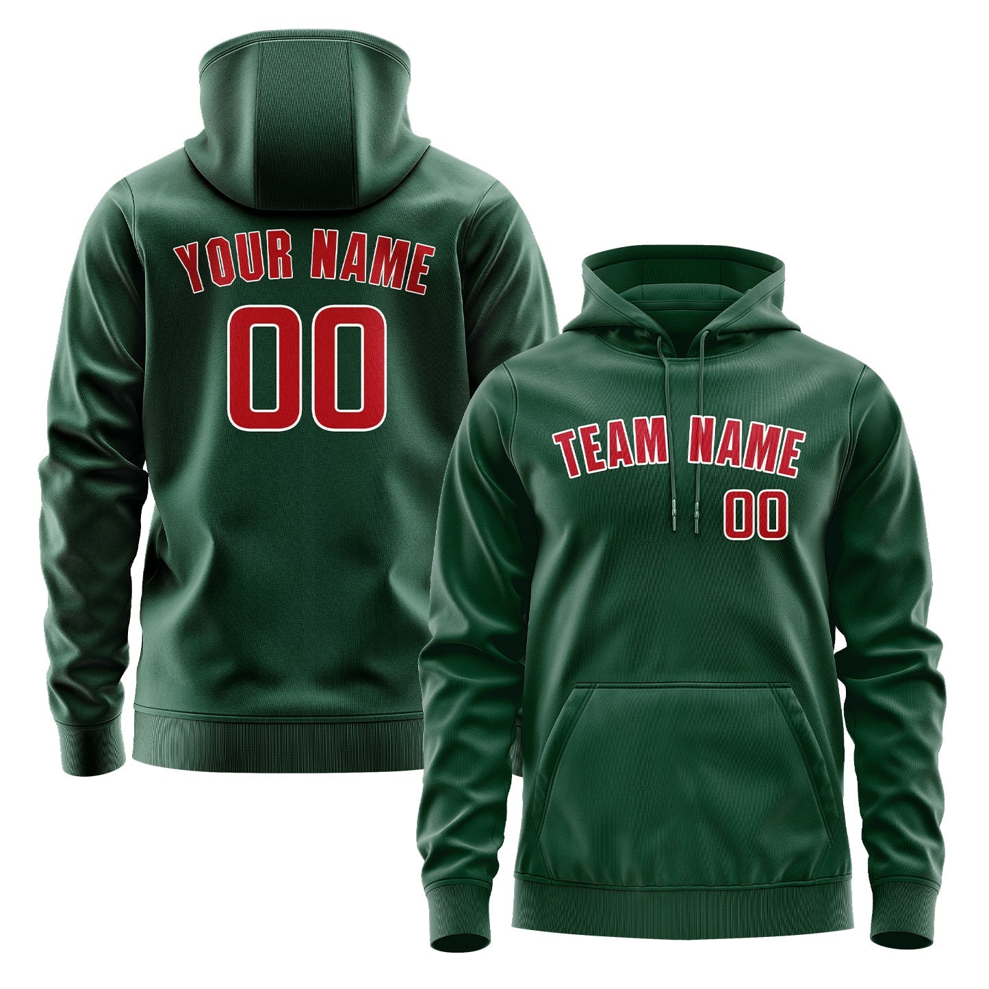Sweat à capuche vert et rouge personnalisé 