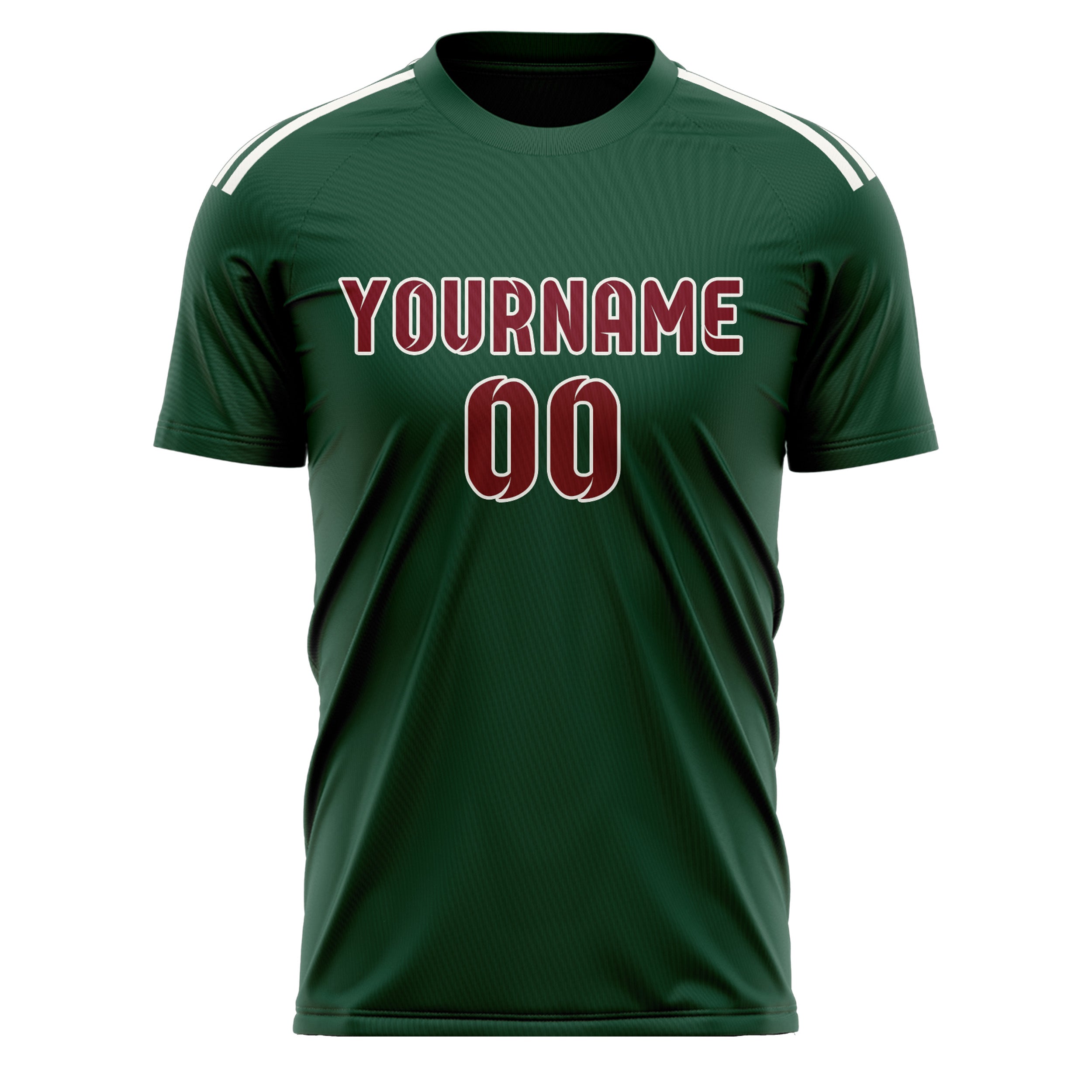 Maillot de football personnalisé vert, cramoisi et rouge