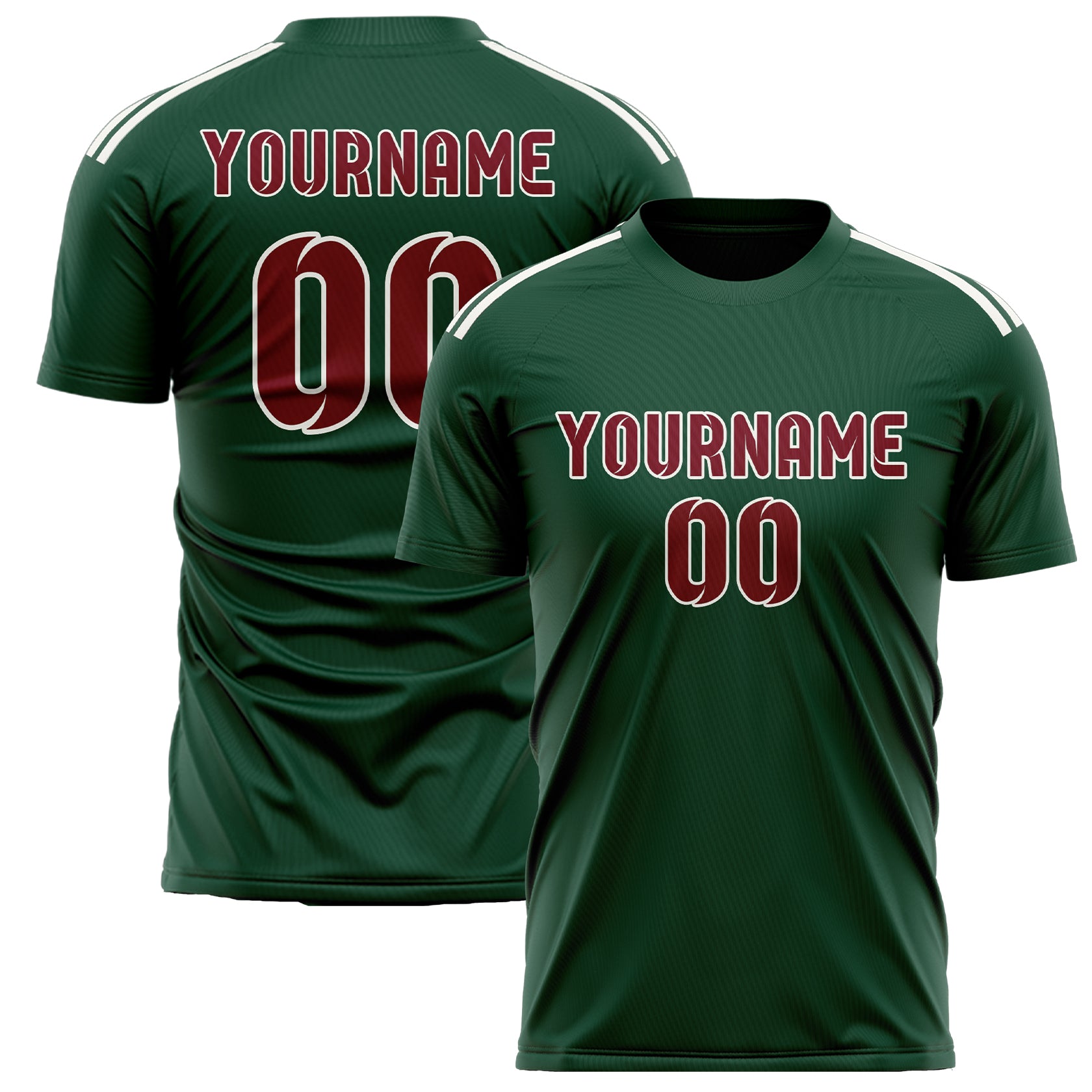 Maillot de football personnalisé vert, cramoisi et rouge