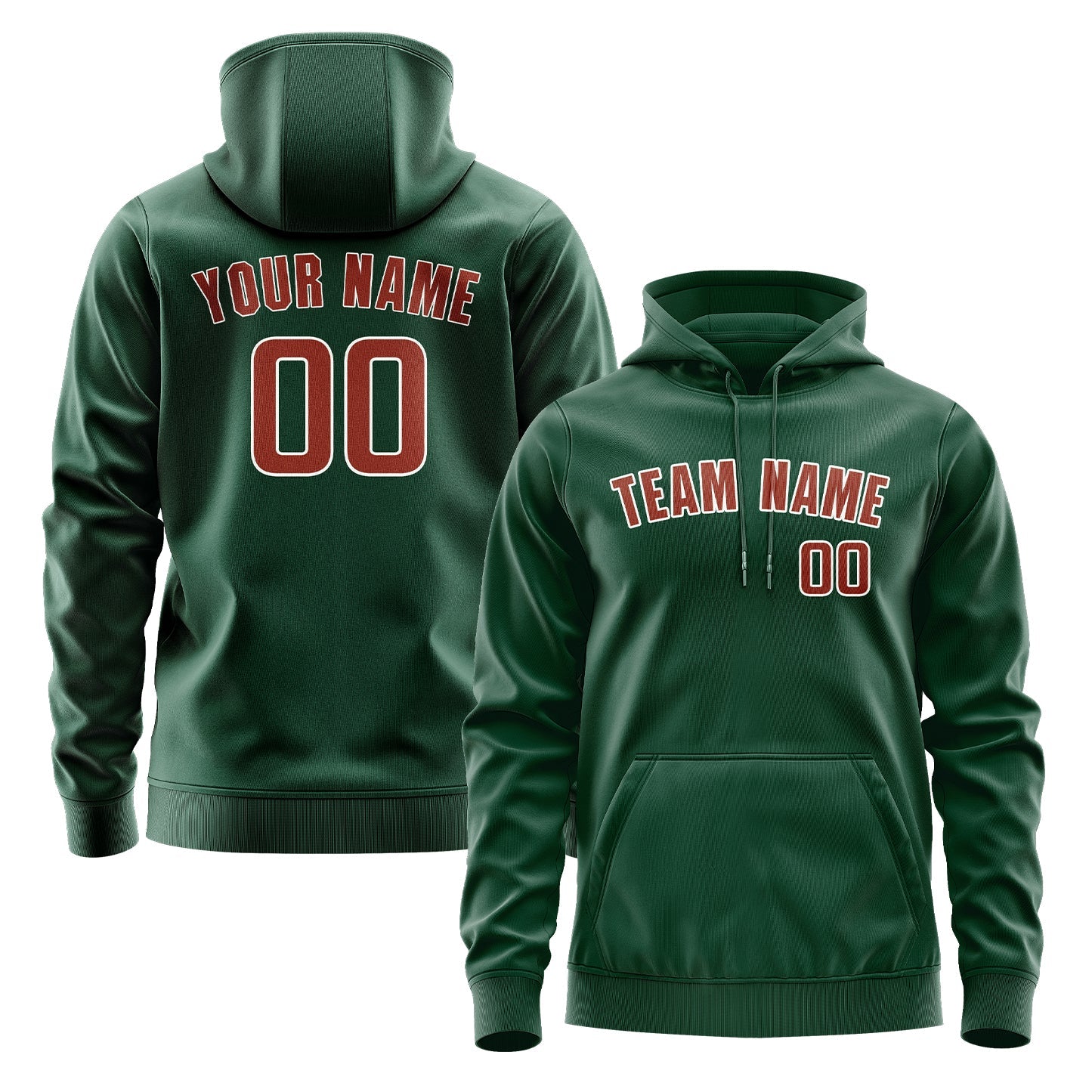 Sweat à capuche personnalisé vert corail rouge 