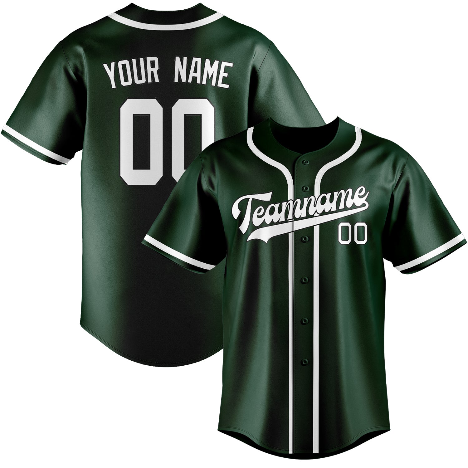 Maillot de baseball vert et blanc personnalisé