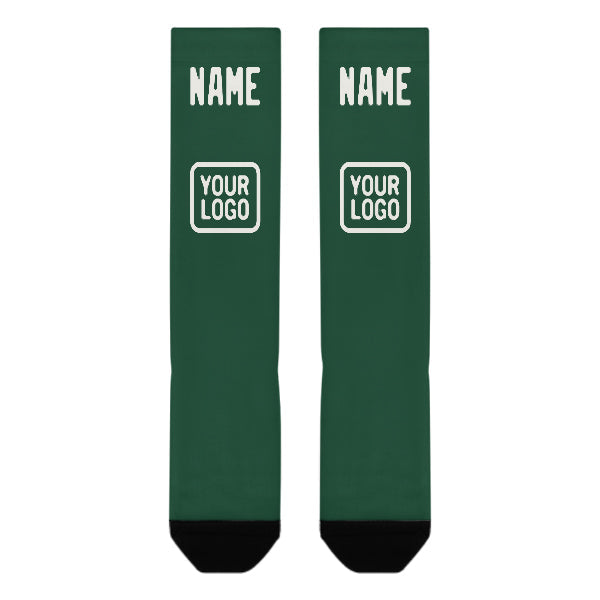 Chaussettes hautes vertes et blanches personnalisées